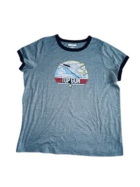 torrid Grey Ringer Top Gun Graphic Tee with black Trim size 2x